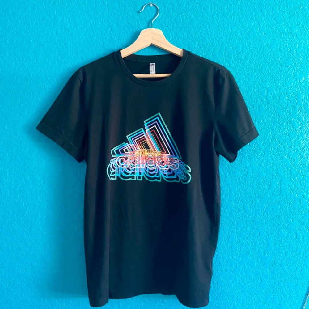 Adidas Rainbow Echo Font Logo Climate Black Shirt